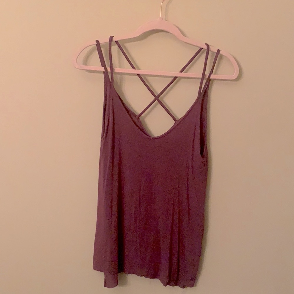 Cross Back Dark Faded Purple Tank
